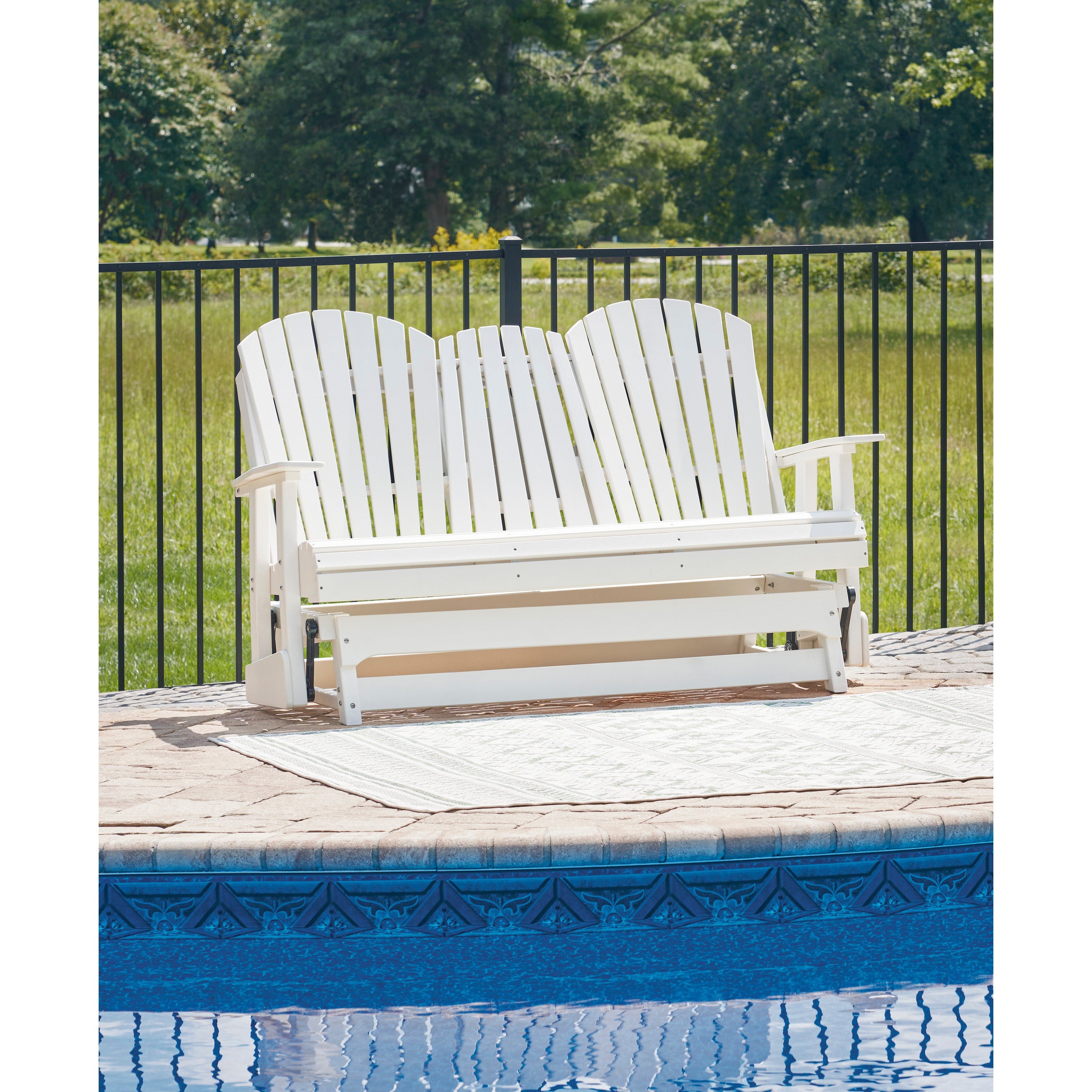 Poly White Outdoor 67 Swivel Glider Loveseat