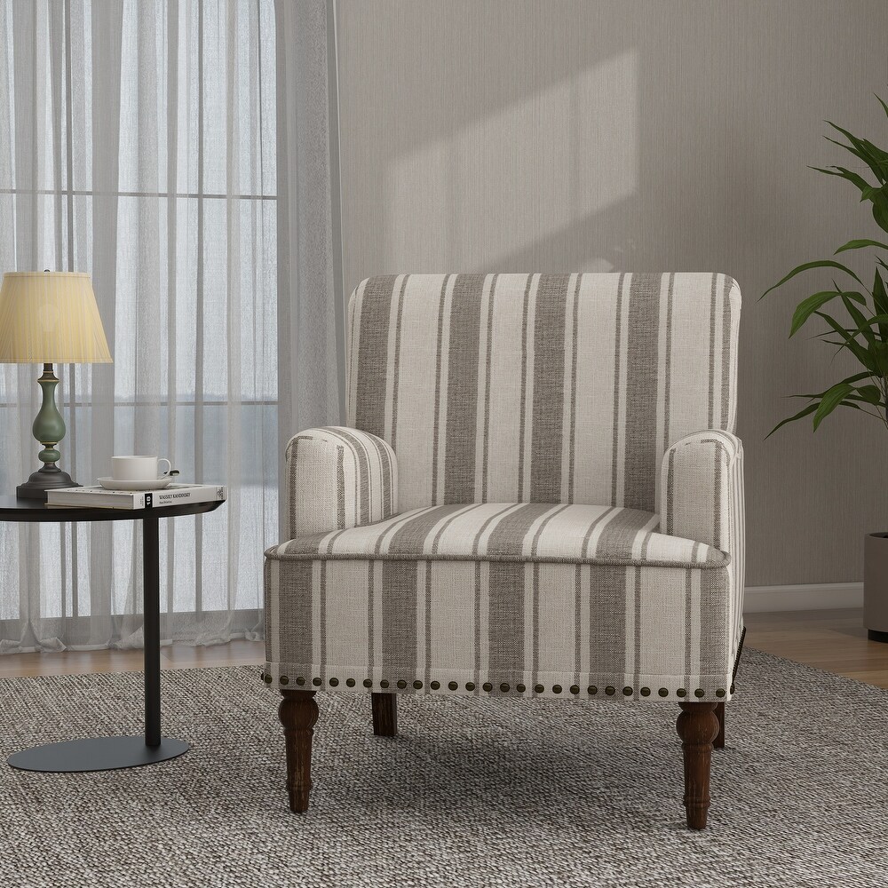 Upholstered Stripe Accent Chair Modern Armchair