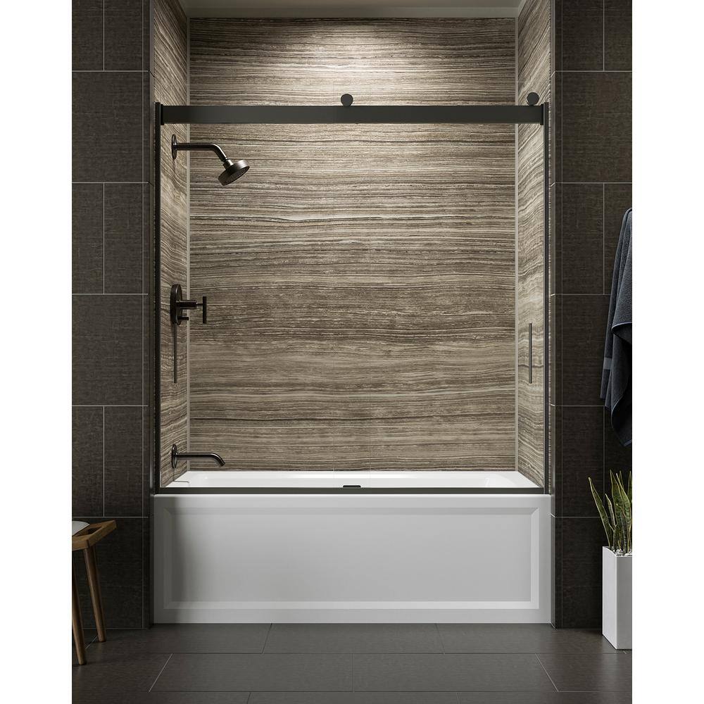 KOHLER Levity 59.625 in. W x 62 in. H Frameless Sliding Tub Door in Anodized Dark Bronze 706000-L-ABZ