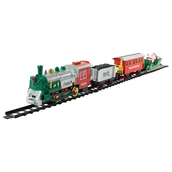 16 Pc Silver B/O Lighted Animated Christmas Holiday Train Set Sound