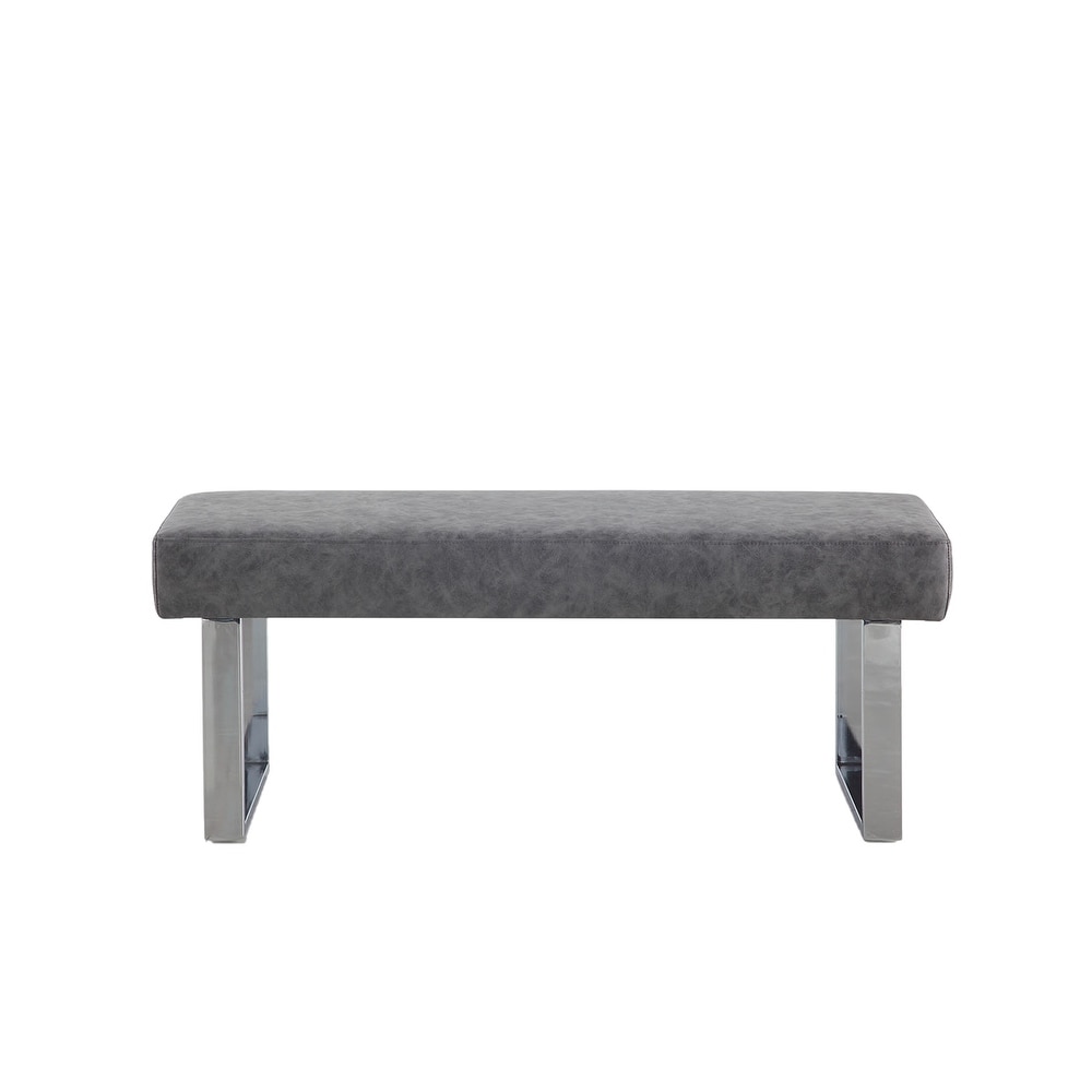 Somette Gene Dark Grey Dining Bench   17.71 x 48.03 x 18.9