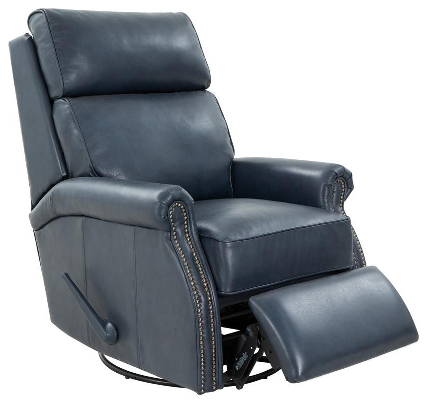 8 4001 Crews Swivel Glider Recliner  Navy Blue   Transitional   Recliner Chairs   by PARMA HOME  Houzz