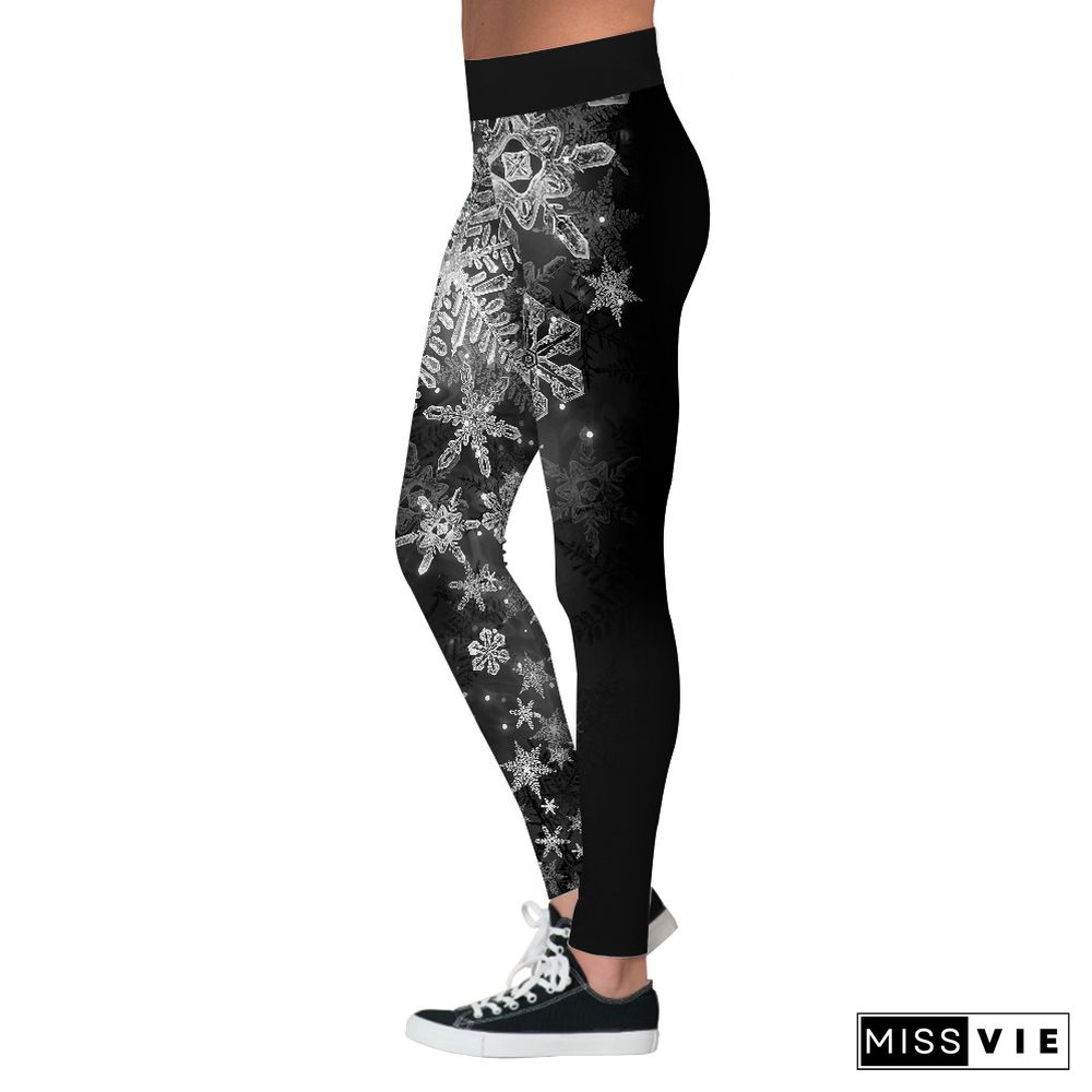 Christmas Digital Printing Tight-fitting Casual Calf Sweatpants