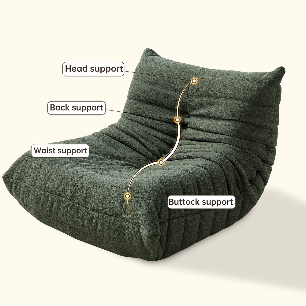 Dark Green Black Teddy Fabric Fireside Chair Recliners Lounge Chair