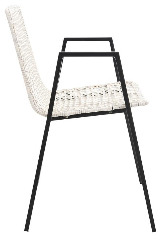 Baker Leather Woven Dining Chair set of 2 White / Black   Tropical   Dining Chairs   by Peachtree Fine Furniture  Houzz