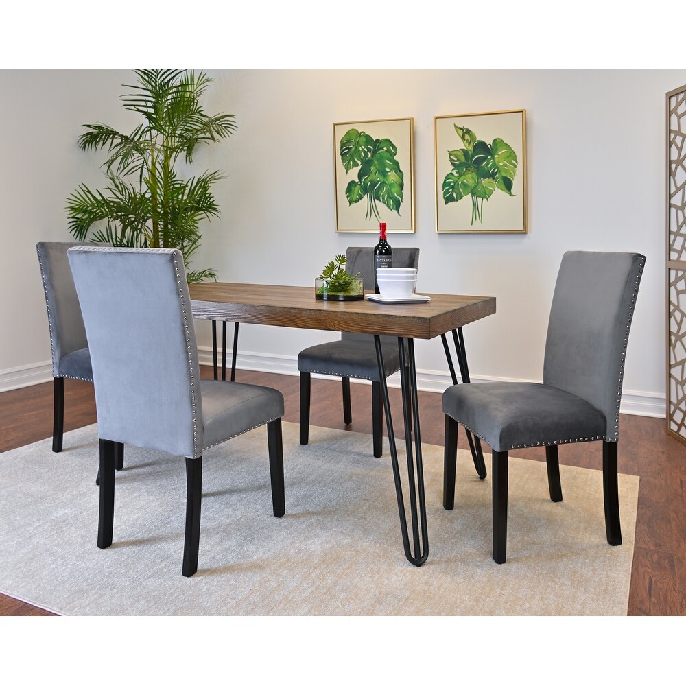 Roundhill Furniture Ashzo 5 Piece Dining Set  Hairpin Dining Table with 4 Chairs