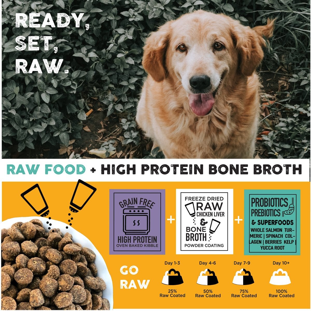 Nature's Diet Raw Coated Kibble Raw Chicken Liver and Bone Broth Coating Freeze-Dried Dog Food， 5-lb bag