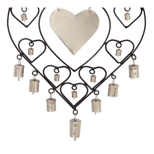 X 12 quot Eclectic Metal Hearts Windchime Silver black Olivia amp May