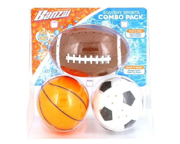 Banzai Squishy Sport Ball Combo， 3 Pack - 04424