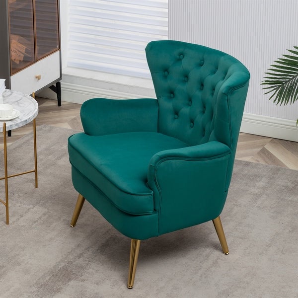 Modern Button Tufted Accent Chairs Velvet Side Sitting Chair - 29