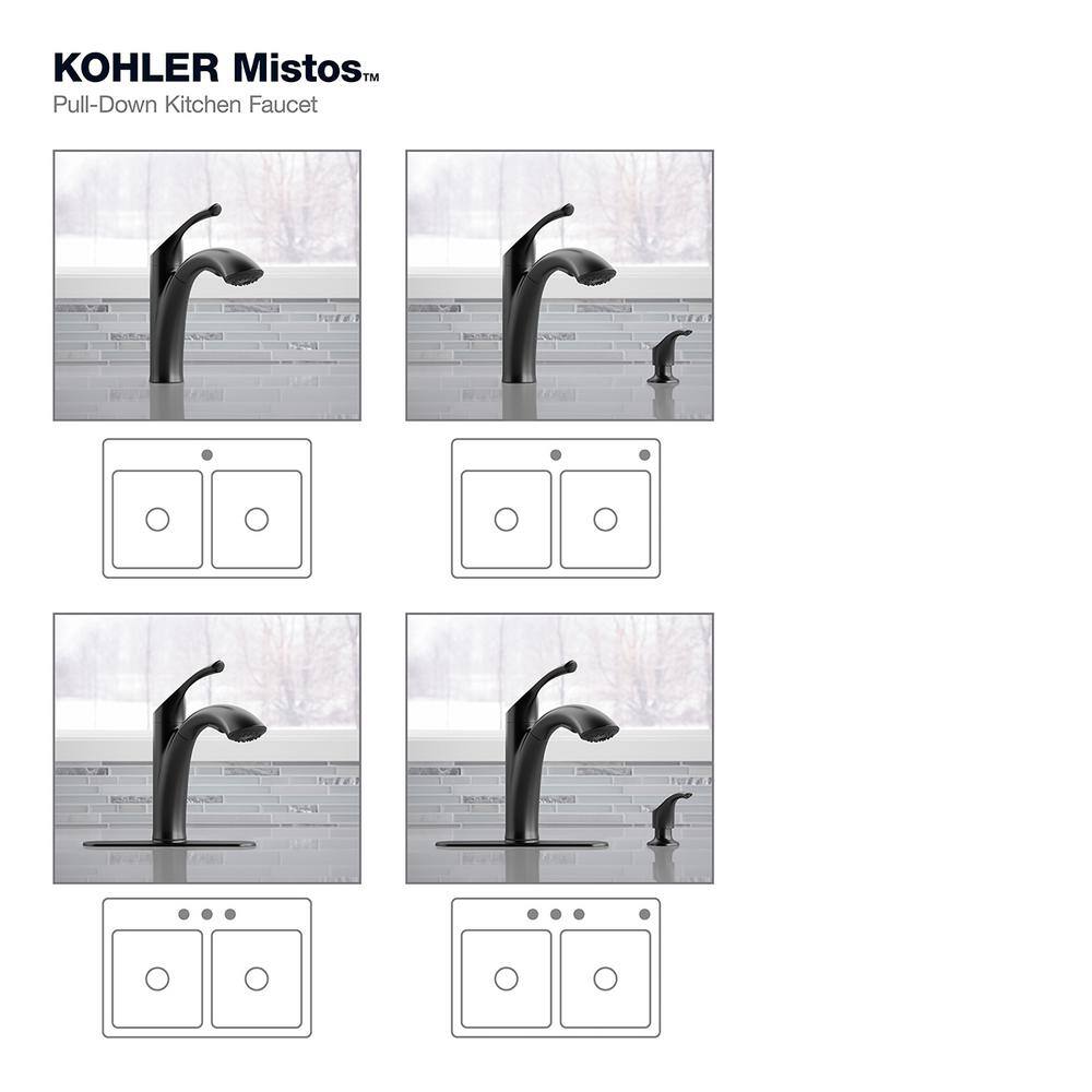 KOHLER Mistos Single-Handle Pull-Out Sprayer Kitchen Faucet in Matte Black K-R72510-SD-BL