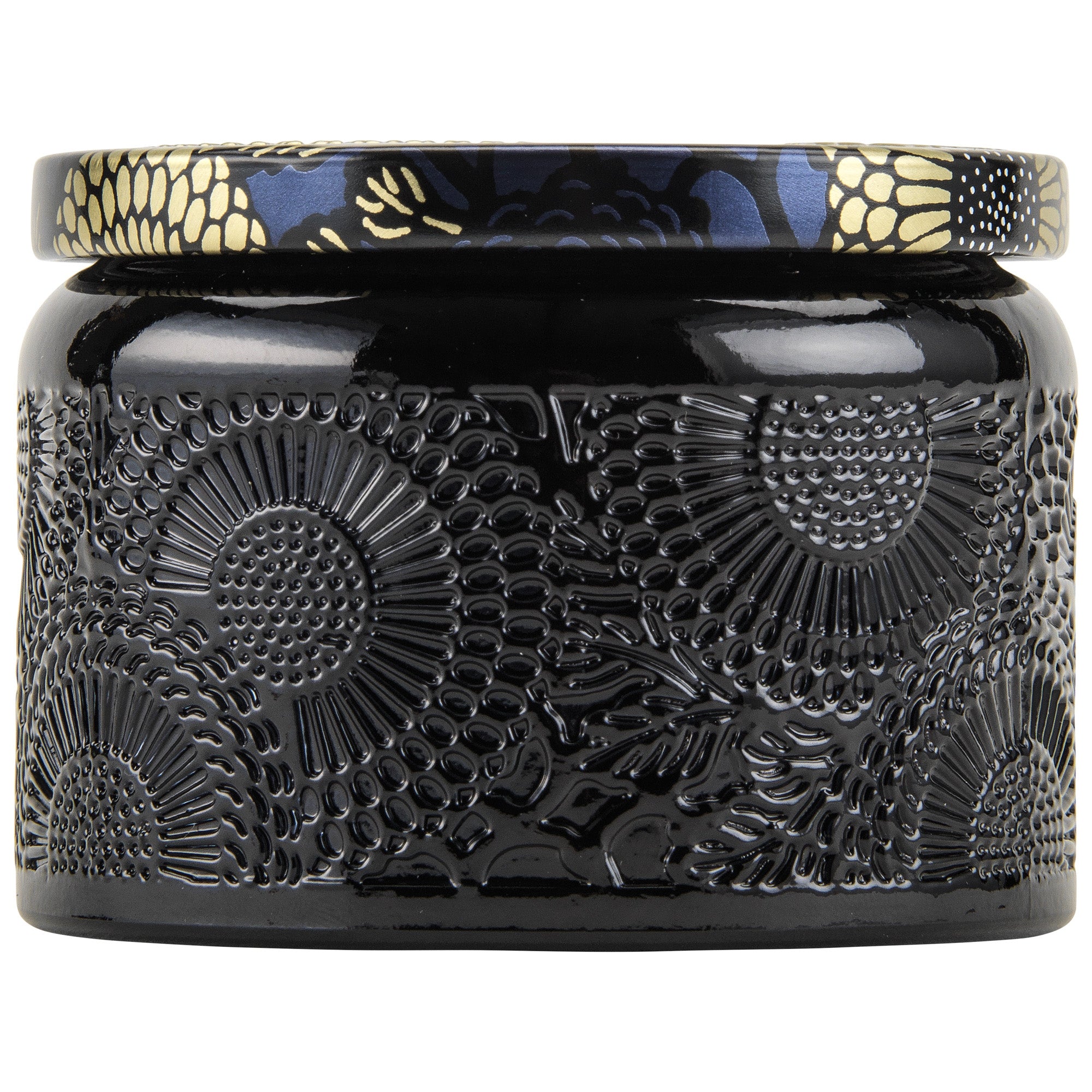 Petite Embossed Glass Jar Candle in Moso Bamboo