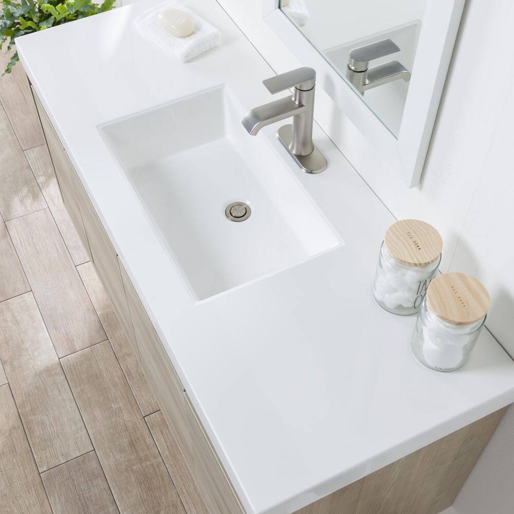 Domani Millhaven 48.5 in. W x 18.75 in. D Floating Bath Vanity in Caramel Mist with Cultured Marble Top in White with Sink B48X20303