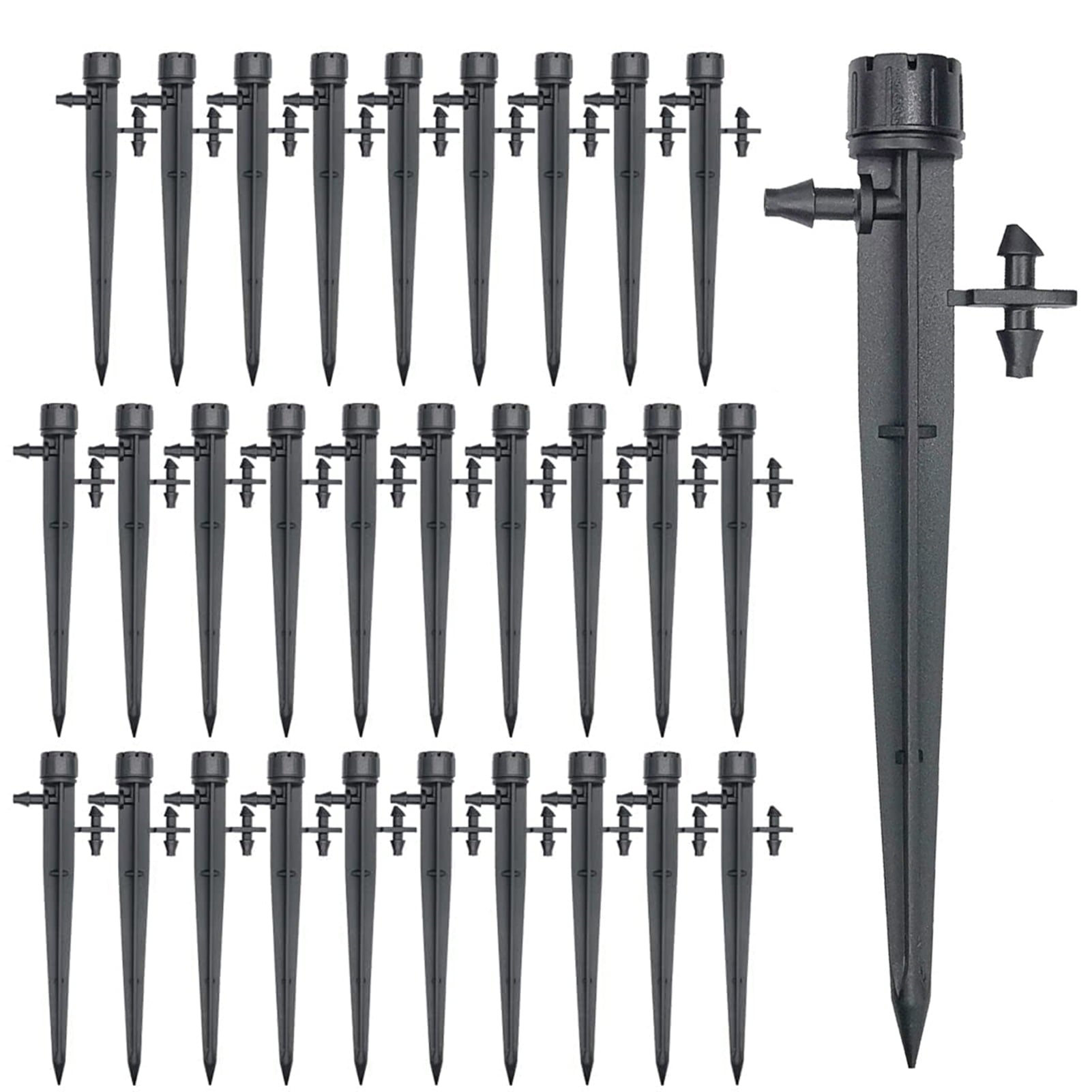 Irrigation Drippers - 360 Degree Drip Emitters Micro Water Flow 30PCS Adjustable Water Dripper for 1/4'' Tube with 8 Holes Sprinkler Head 5 1'' Stake Drip System Parts