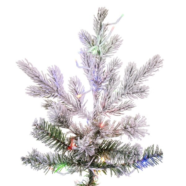 Vickerman 7.5' x 45 Flocked Slim Kiana Artificial Christmas Tree，3mm LED Color Changing Lights