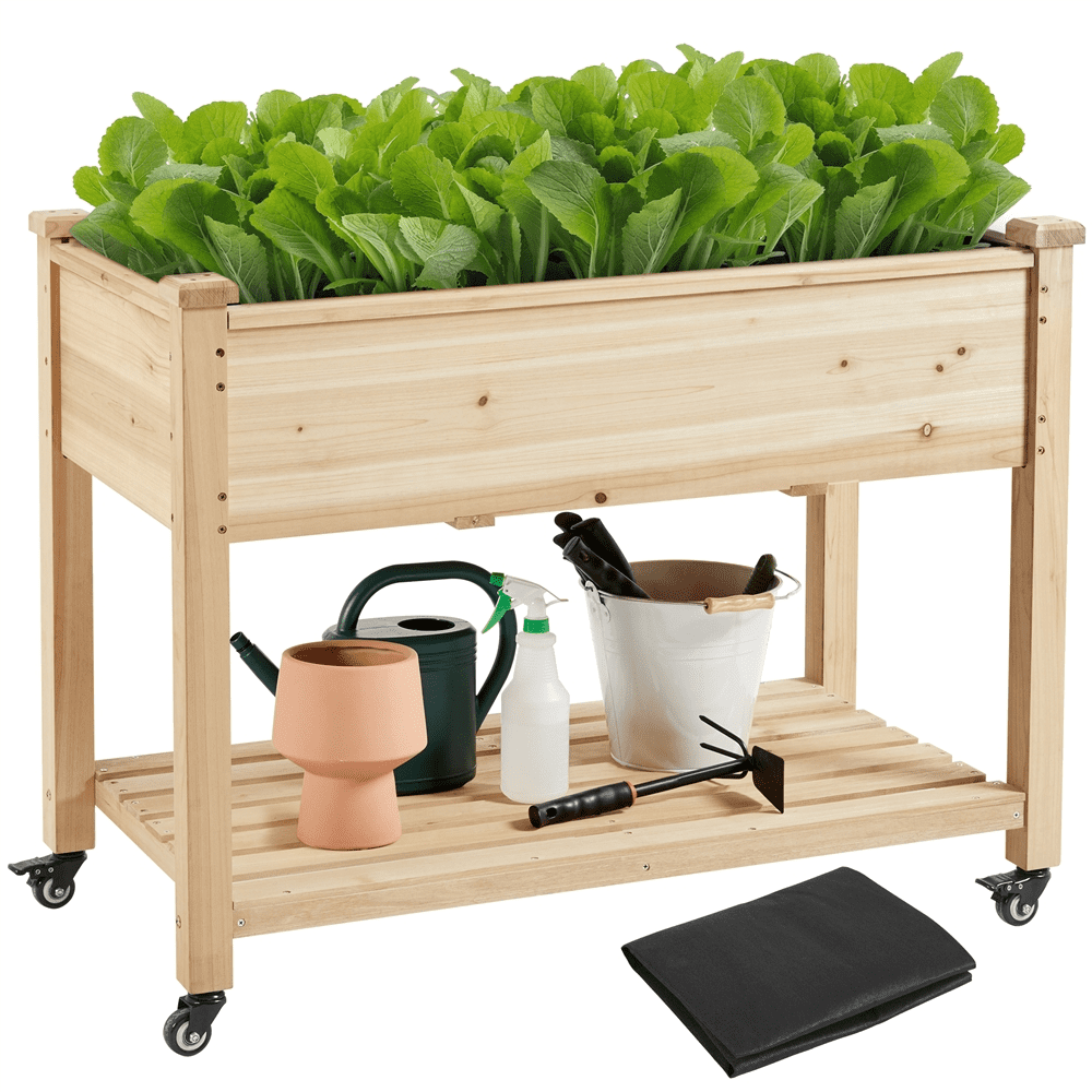 Yaheetech Raised Garden Bed Elevated Garden Bed Planter with Wheels for Outdoor/Indoor, Wood