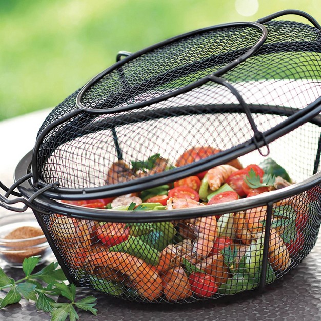 Dual Skillet Shaker Grill Basket Black Outset