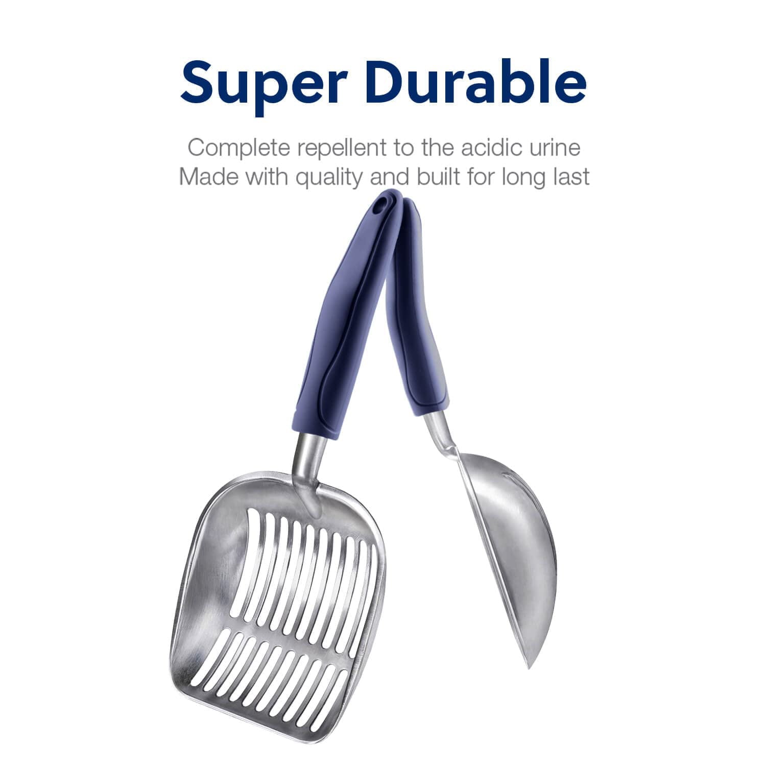 WePet Jumbo Cat Litter Scoop, Aluminum Alloy Sifter , Kitty Metal Scooper, Sifter with Deep Shovel, Blue