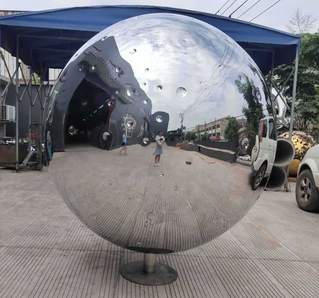 Custom modern arts mirror polished stainless steel sphere metal ball outdoor sculpture for garden decoration