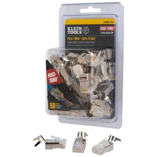 Klein Tools Pass-Thru Modular Data Plugs RJ45-CAT6A Shielded (STP) (50-Pack) VDV826-705