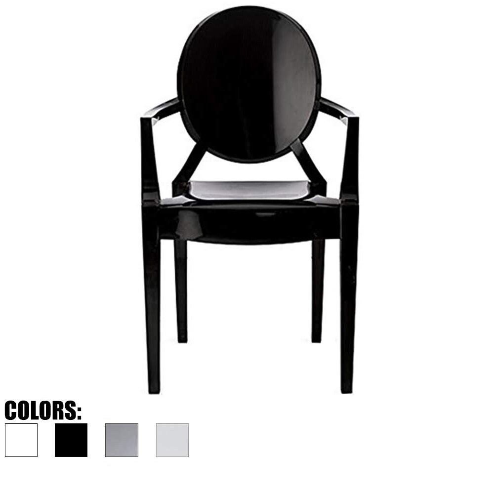 Modern Plastic Armchair With Arms Acrylic Mirrored Dining Chairs Retro Desk Stackable Molded