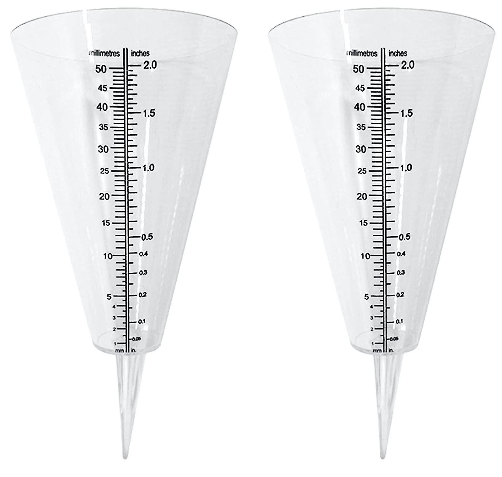 Rain Gauge， Outdoor Rain Gauge， 2 Clear Cone Rain Gauge With Double Scale For Rainfall Monitoring In