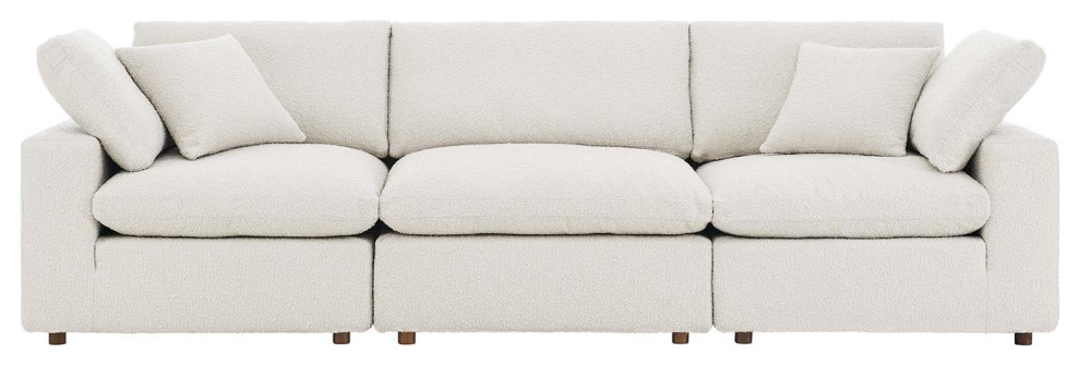 Commix Down Filled Overstuffed Boucle Fabric 3 Seater Sofa  Ivory   Transitional   Sofas   by First of a Kind USA Inc  Houzz