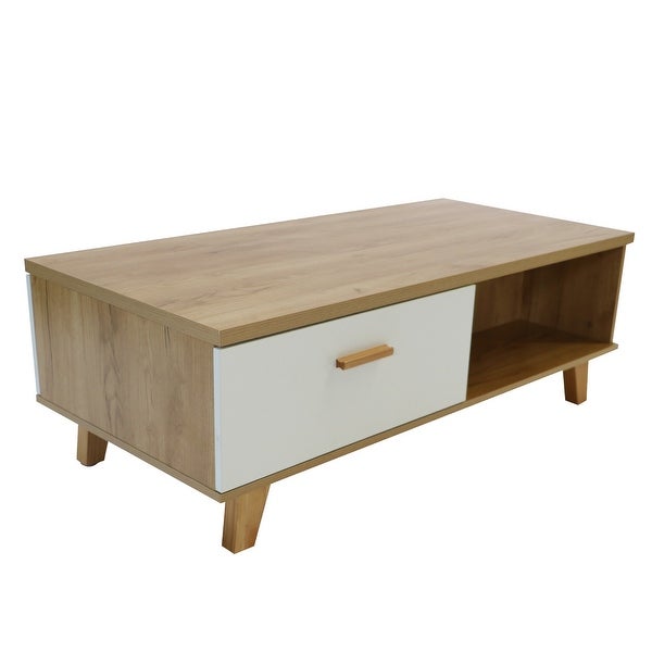 47-inch Solid Wood Coffee Table with Two Drawers