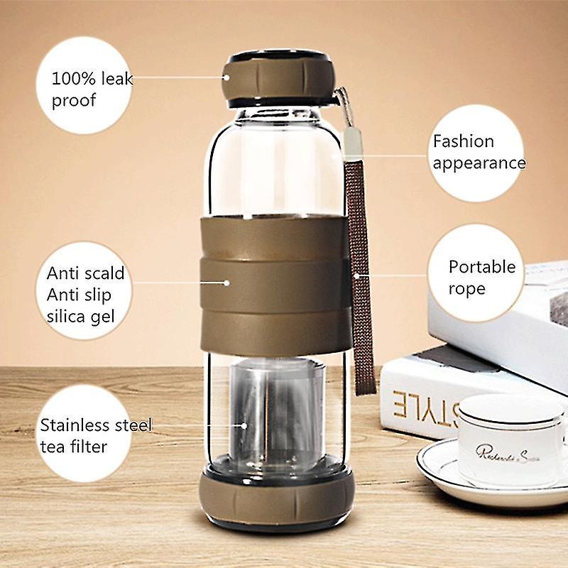 Mom's Hand Pumpkin Cover Glass Water Bottle With Tea Infuser Two-way Communication Anti Scald Outdoor Bottle