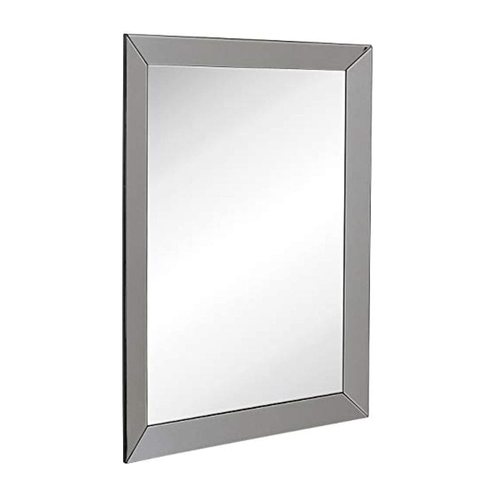 Large Framed Wall Mirror with Smoke Gray 3 Inch Angled Beveled Mirror Frame (30