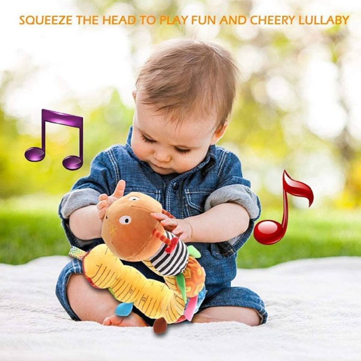 ZHANGHENG baby toy music caterpillar multi-color baby toy folding rattle tape design， bell and rattle education children plush toys， suitable for newborns， boys