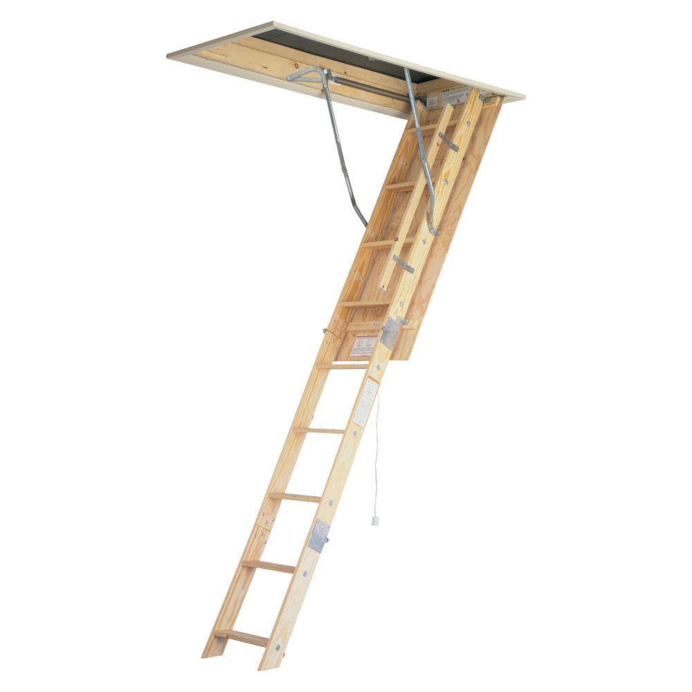 Werner 8 ft. - 10 ft. 22.5 in. x 54 in. Universal Fit Wood Attic Ladder with 250 lb. Maximum Load Capacity WU2210