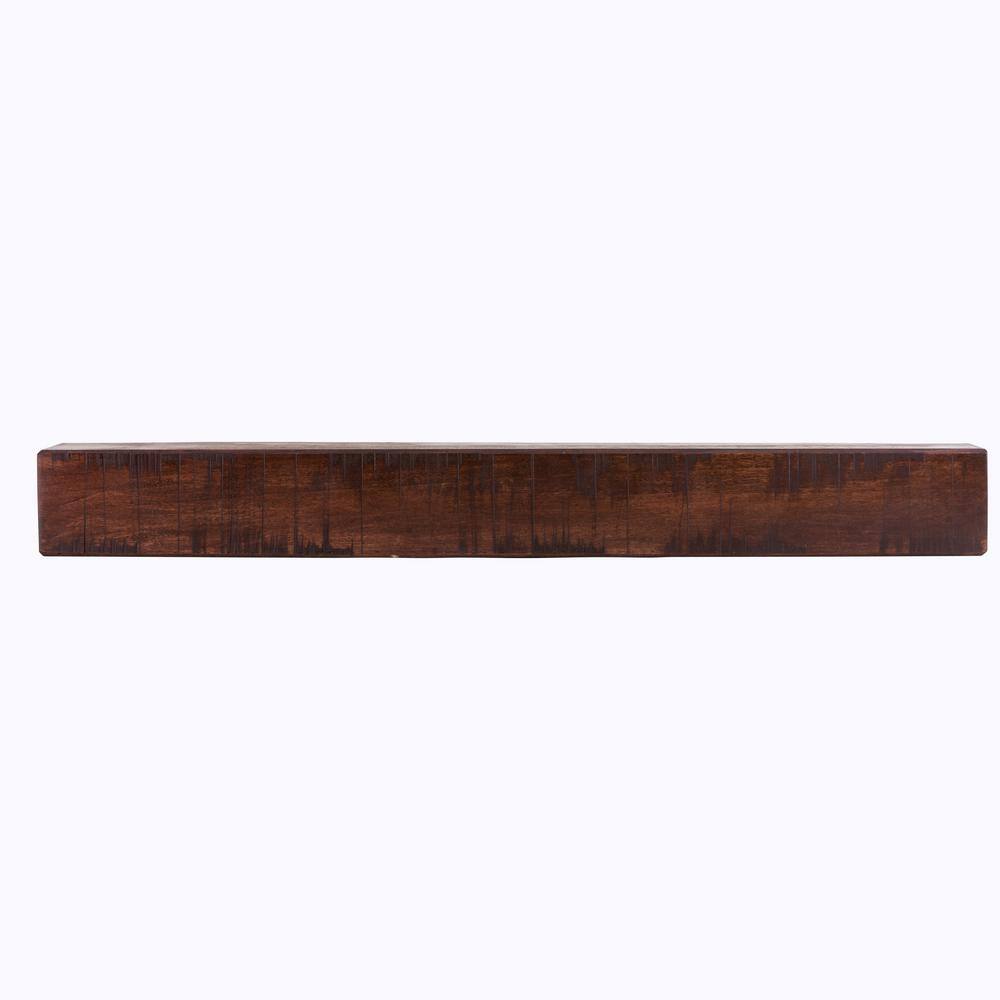 Dogberry Collections Rustic 60 in. Mahogany Cap-Shelf Mantel m-rust-6005-mhog-none