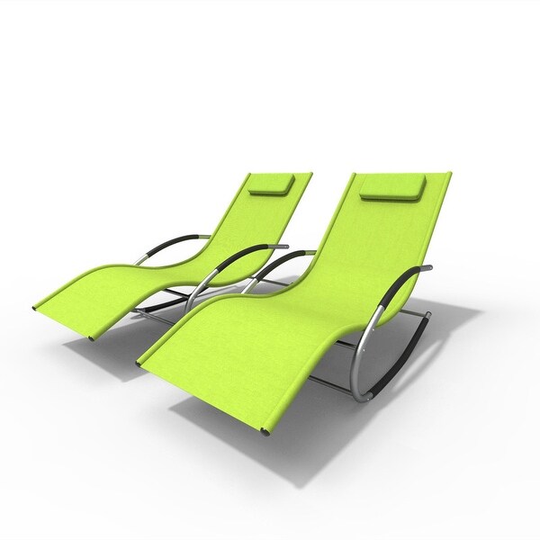 2-Pieces Outdoor Iron Rocking U-shaped Lounge Chair