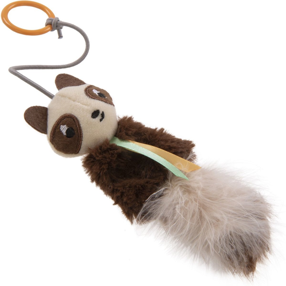 Petlinks HappyNip Sneaky Swinger Bouncy Dangle Plush Raccoon Cat Toy， Brown， Medium