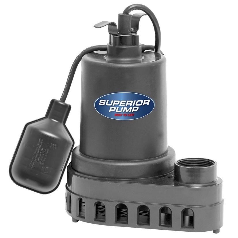 Superior Pump 1/2 HP Thermoplastic Sump Pump with Tethered Float Switch