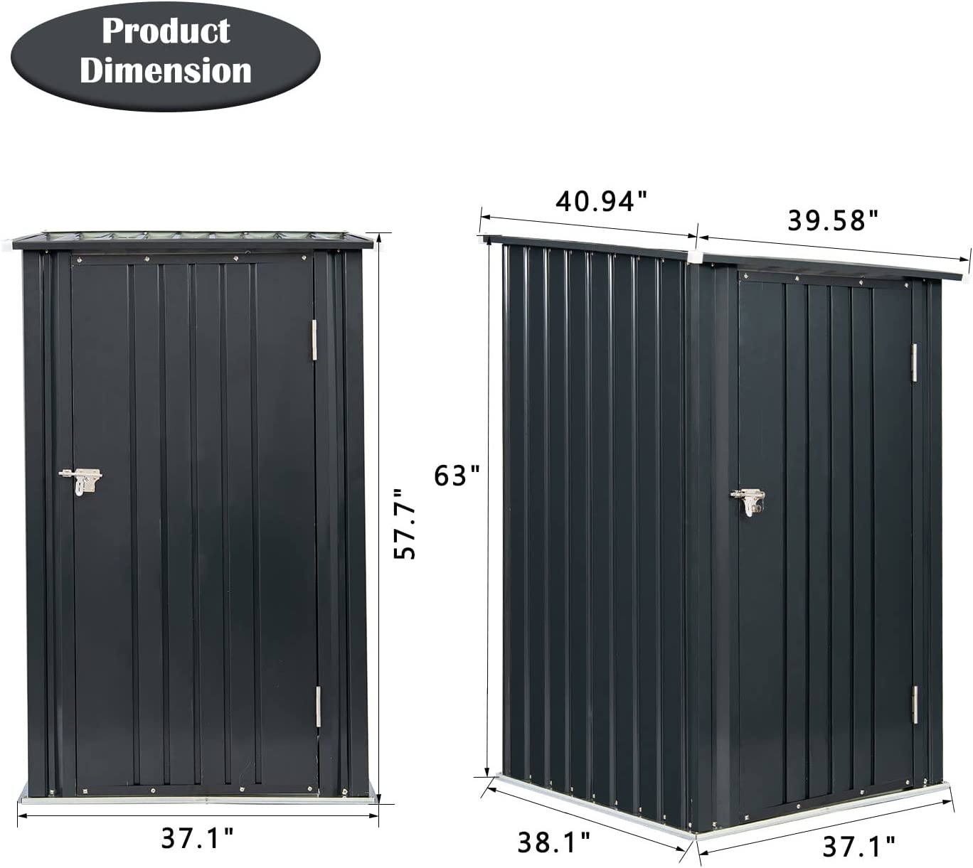 Outdoor Storage Shed, 3 x 3 FT Metal Steel Garden Shed, Small Shed Outdoor Steel Tool Storage Backyard Shed for Backyard Patio Garden Lawn (Dark Grey)