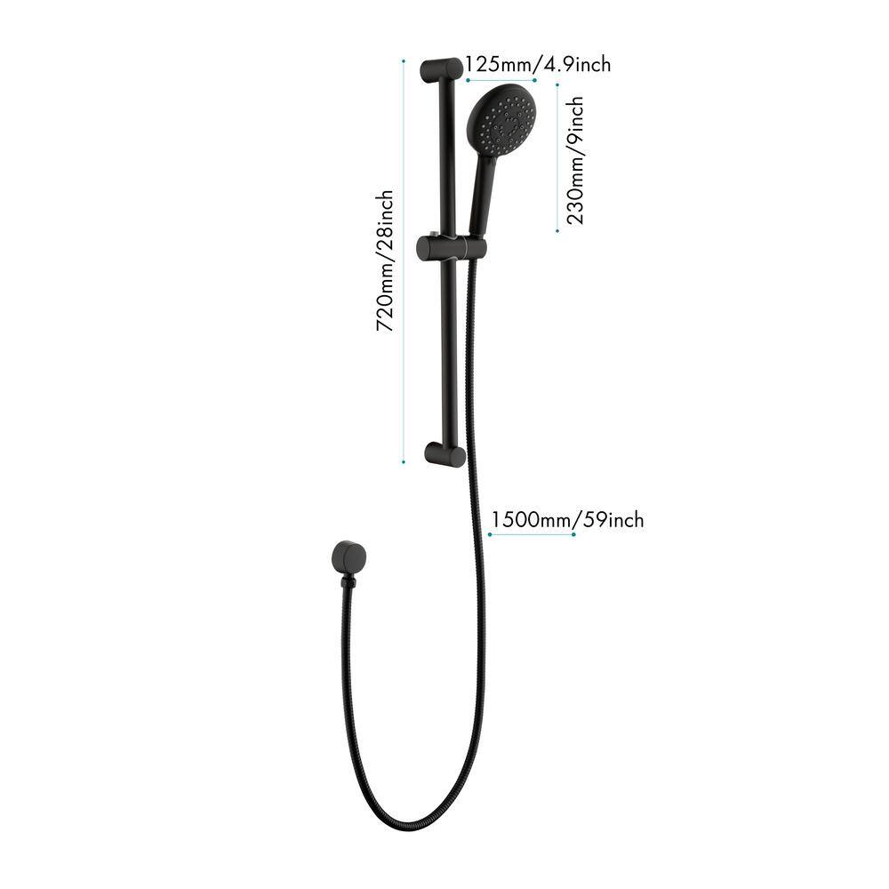 Nestfair 1-Spray Wall Bar Shower Kit with Hand Shower in Matte Black DGP301MB