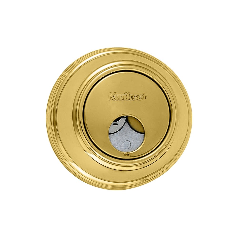 Kwikset SmartKey Door Deadbolt Bright Brass Double Cylinder Round