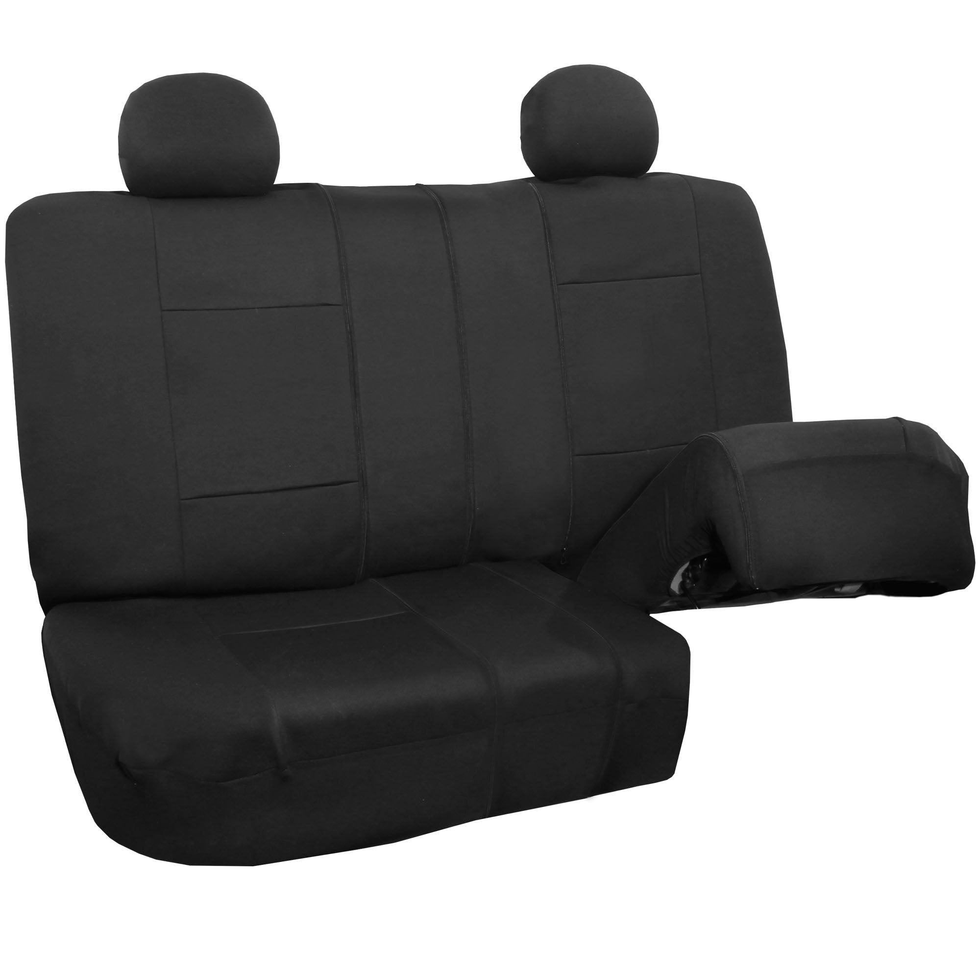 FH Group Universal Auto Seat Covers Neoprene Black w/ Black  Floor Mats