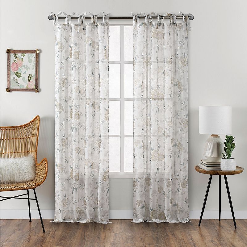 B. Smith Jillian Pattern Printed Sheer Set of 2 Window Curtain Panels