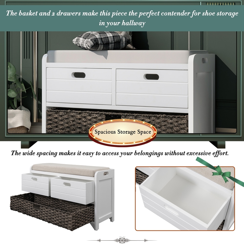 Storage Bench Entryway Benches with Storage Space   3 Drawers