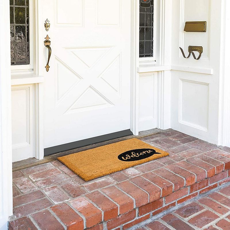 Natural Coir Welcome Doormat with Speech Bubble (17 x 30 Inches)