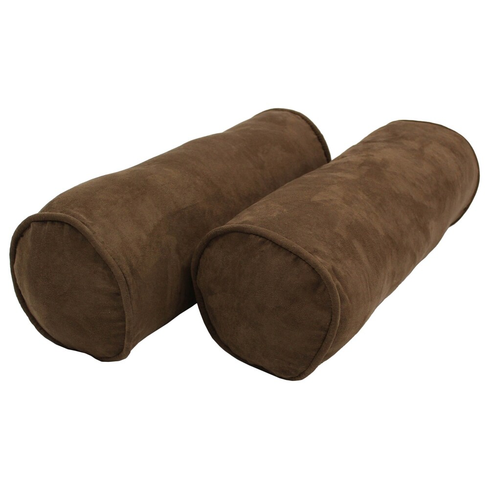 20 inch by 8 inch Corded Microsuede Bolster Pillows (Set of 2)