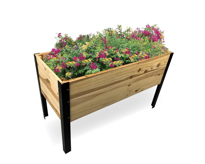 Backyard Expressions Raised Garden Planter， Elevated Flower Bed Box Kit for Vegetable， Flower， Herb Gardening | 3ft Natural Wood Box w/ Coated Steel Legs - 911214