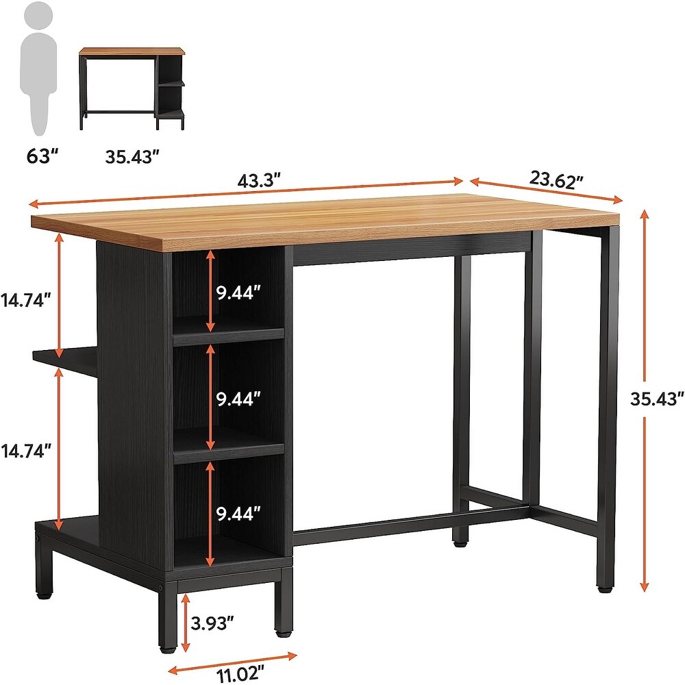 Kitchen Island with 5 Open Shelves  Industrial Dining Island Table with Large Worktop  Freestanding Kitchen Island Table