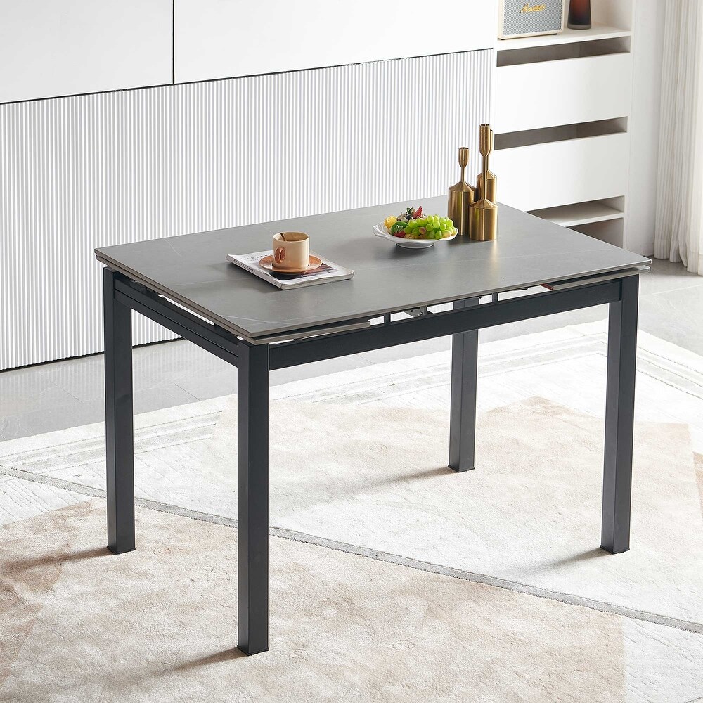 Ceramic Modern Rectangular Expandable Dining Room Table