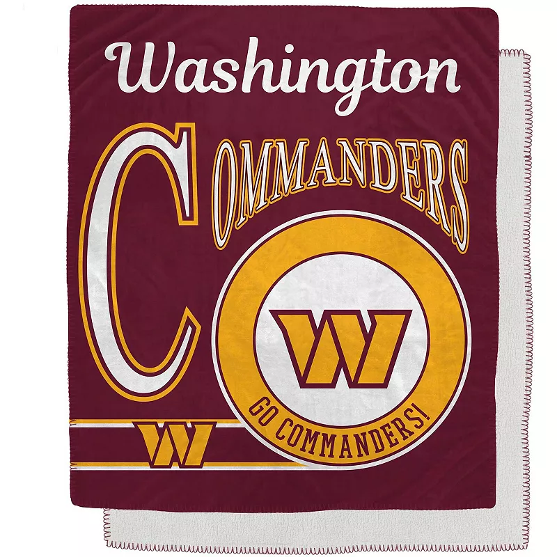 Washington Commanders 50 x 60 Retro Emblem Flannel Fleece Sherpa Blanket