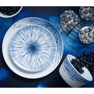 Noritake Hanabi BlueWhite Porcelain 12-PieceDinnerware Set (Service for 4) G013-HP12A