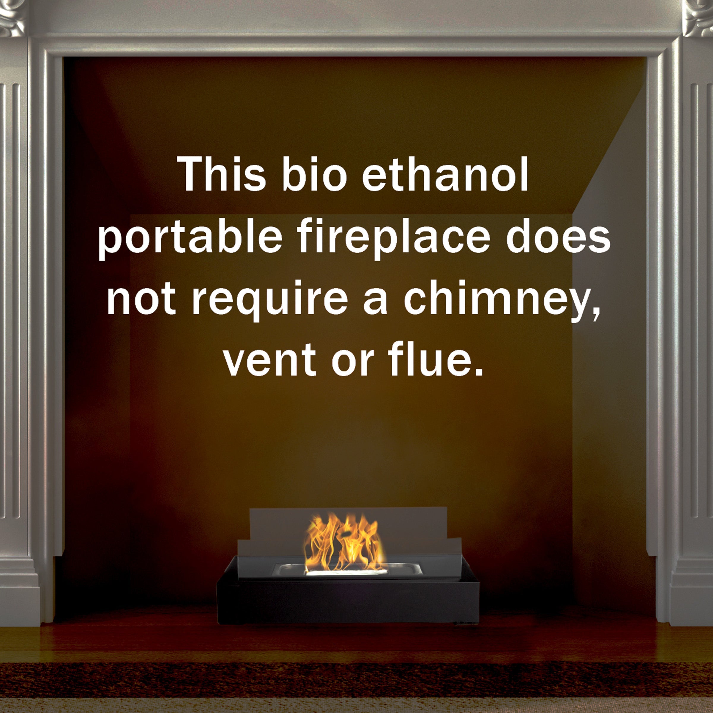 Northwest 2-Pack Rectangular Indoor or Outdoor Ventless Bio Ethanol Tabletop Fireplace, Black